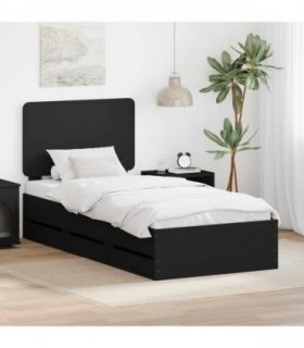 vidaXL Bed Frame with Drawer Black 75 x 190 cm Engineer Wood