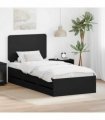 vidaXL Bed Frame with Drawer Black 75 x 190 cm Engineer Wood