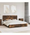 vidaXL Storage Bed with Drawer Smoked Oak 180 x 200 cm Engineered Wood