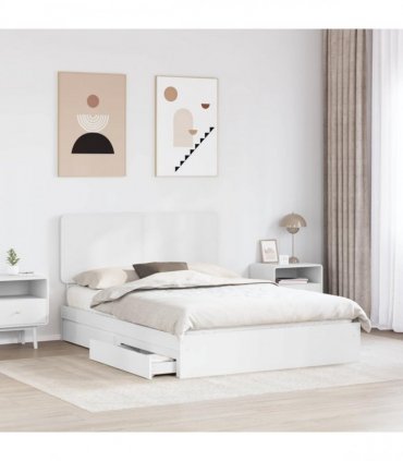 vidaXL Storage Bed with Drawer White 160 x 200 cm Engineered Wood