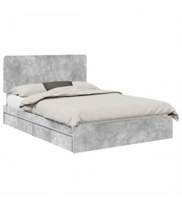 vidaXL Storage Bed Concrete Grey 150 x 200 cm Engineered Wood
