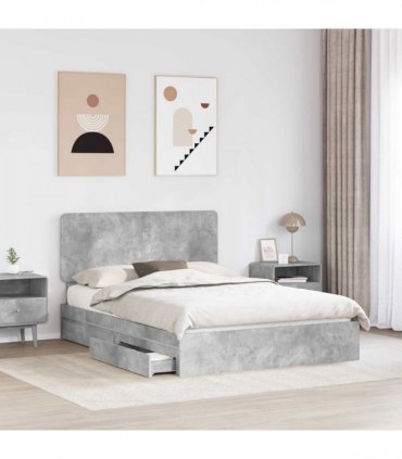 vidaXL Storage Bed Concrete Grey 150 x 200 cm Engineered Wood