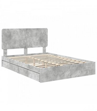 vidaXL Storage Bed Concrete Grey 150 x 200 cm Engineered Wood