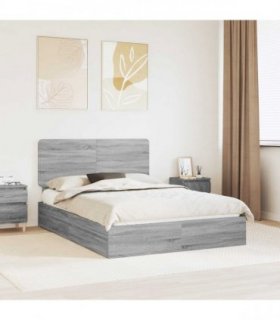 vidaXL Storage Bed Adjustable Grey Sonoma 150 x 200 cm Engineered Wood