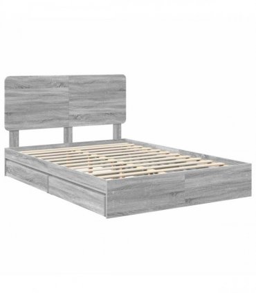 vidaXL Storage Bed Adjustable Grey Sonoma 150 x 200 cm Engineered Wood