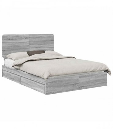 vidaXL Storage Bed Adjustable Grey Sonoma 140 x 200 cm Engineered Wood