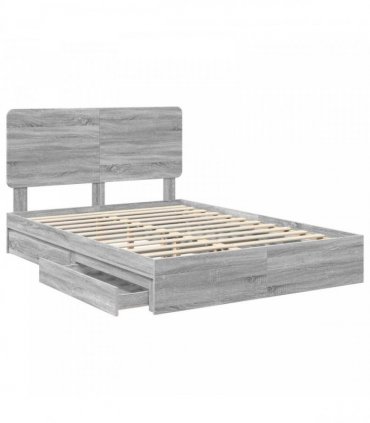 vidaXL Storage Bed Adjustable Grey Sonoma 140 x 200 cm Engineered Wood