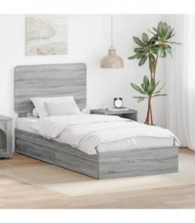 vidaXL Storage Bed Adjustable Grey Sonoma 100 x 200 cm Engineered Wood