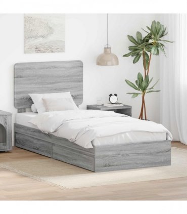 vidaXL Storage Bed Adjustable Grey Sonoma 100 x 200 cm Engineered Wood