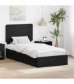 vidaXL Storage Bed with Drawer Black 90 x 190 cm Engineered Wood