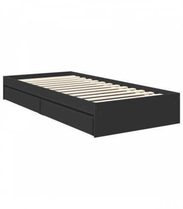 vidaXL Storage Bed with Drawer Black 90 x 190 cm Engineered Wood