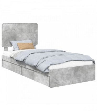 vidaXL Storage Bed Concrete Grey 90 x 190 cm Engineered Wood
