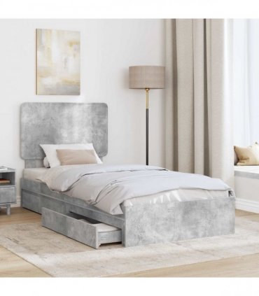vidaXL Storage Bed Concrete Grey 90 x 190 cm Engineered Wood