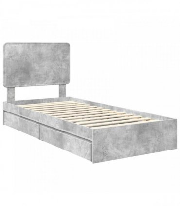vidaXL Storage Bed Concrete Grey 90 x 190 cm Engineered Wood