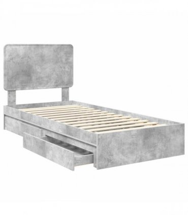 vidaXL Storage Bed Concrete Grey 90 x 190 cm Engineered Wood