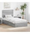 vidaXL Storage Bed with Drawer Grey Sonoma 90 x 190 cm Engineered Wood