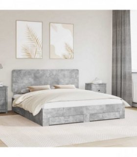 vidaXL Bed Frame Concrete Grey 200 x 200 cm Engineered Wood