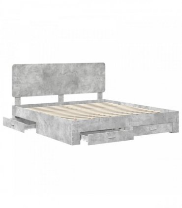 vidaXL Bed Frame Concrete Grey 200 x 200 cm Engineered Wood