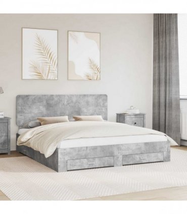 vidaXL Bed Frame Concrete Grey 180 x 200 cm Engineered Wood