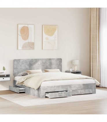 vidaXL Bed Frame Concrete Grey 180 x 200 cm Engineered Wood