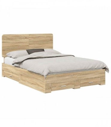 vidaXL Bed Frame with Drawer Sonoma Oak 150 x 200 cm Engineered Wood