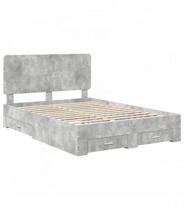 vidaXL Bed Frame Concrete Grey 140 x 190 cm Engineered Wood