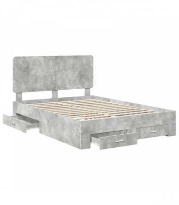 vidaXL Bed Frame Concrete Grey 140 x 190 cm Engineered Wood