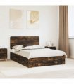 vidaXL Bed Frame with Drawer Smoked Oak 140 x 190 cm Engineered Wood