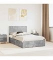 vidaXL Bed Frame Concrete Grey 135 x 190 cm Engineered Wood