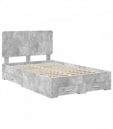 vidaXL Bed Frame Concrete Grey 135 x 190 cm Engineered Wood