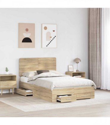 vidaXL Bed Frame with Drawer Sonoma Oak 120 x 200 cm Engineered Wood