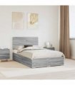 vidaXL Bed Frame with Drawer Grey Sonoma 120 x 200 cm Engineered Wood