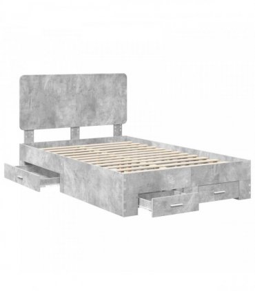 vidaXL Bed Frame Concrete Grey 120 x 190 cm Engineered Wood
