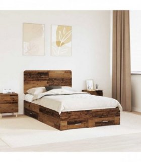 vidaXL Bed Frame with Drawer Old Wood 120 x 190 cm Engineered Wood