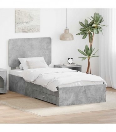 vidaXL Bed Frame Concrete Grey 100 x 200 cm Engineered Wood