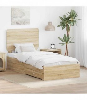 vidaXL Bed Frame with Drawer Sonoma Oak 90 x 200 cm Engineered Wood