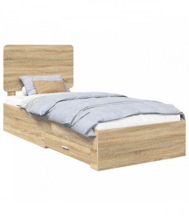 vidaXL Bed Frame with Drawer Sonoma Oak 90 x 200 cm Engineered Wood