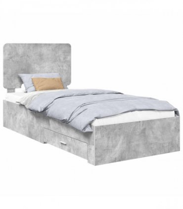 vidaXL Bed Frame with Drawer Concrete Grey 90 x 200 cm Engineered Wood