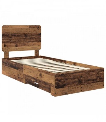 vidaXL Bed Frame with Drawer Old Wood 90 x 200 cm Engineered Wood