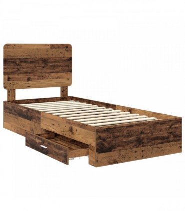 vidaXL Bed Frame with Drawer Old Wood 90 x 200 cm Engineered Wood