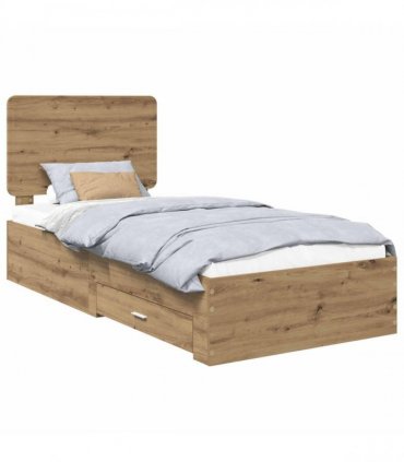 vidaXL Bed Frame with Drawer Artisan Oak 90 x 200 cm Engineered Wood