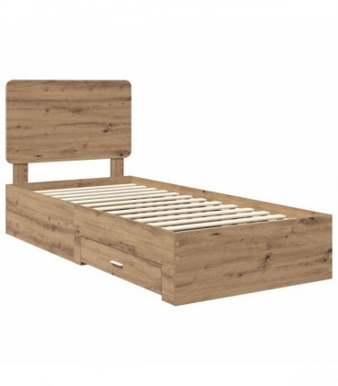 vidaXL Bed Frame with Drawer Artisan Oak 90 x 200 cm Engineered Wood
