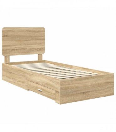 vidaXL Bed Frame with Drawer Sonoma Oak 90 x 190 cm Engineered Wood