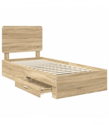 vidaXL Bed Frame with Drawer Sonoma Oak 90 x 190 cm Engineered Wood