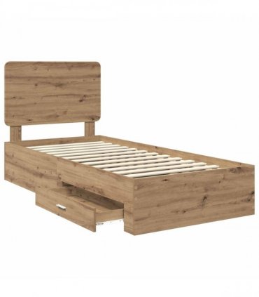 vidaXL Bed Frame with Drawer Artisan Oak 90 x 190 cm Engineered Wood