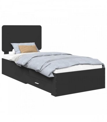 vidaXL Bed Frame with Drawer Black 75 x 190 cm Engineered Wood