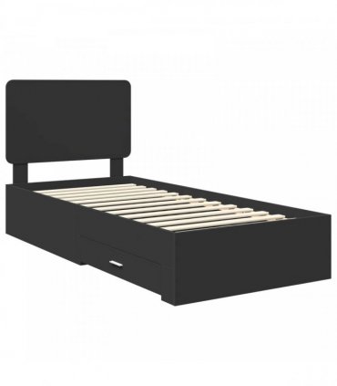 vidaXL Bed Frame with Drawer Black 75 x 190 cm Engineered Wood