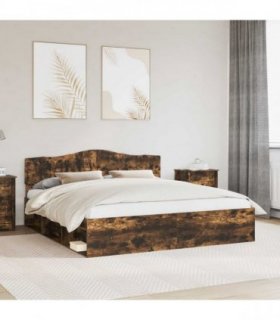 vidaXL Bed Frame Smoked Oak 200 x 200 cm Solid Pine Wood