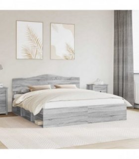 vidaXL Bed Frame Grey Sonoma 200 x 200 cm Solid Pine Wood