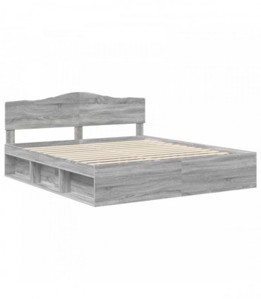 vidaXL Bed Frame Grey Sonoma 200 x 200 cm Solid Pine Wood